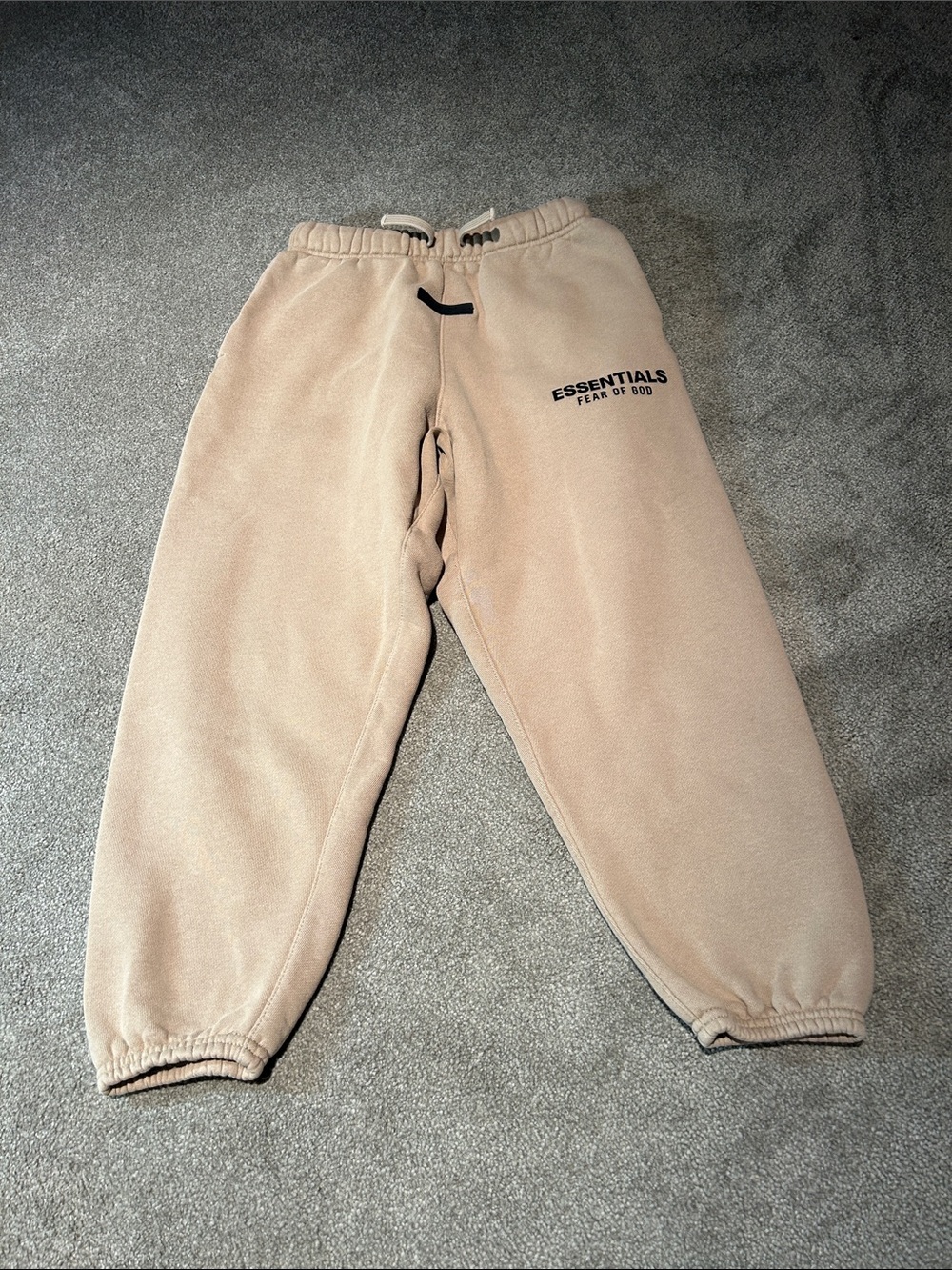 Fear of God Kids Tan Fleece Joggers with Black Logo